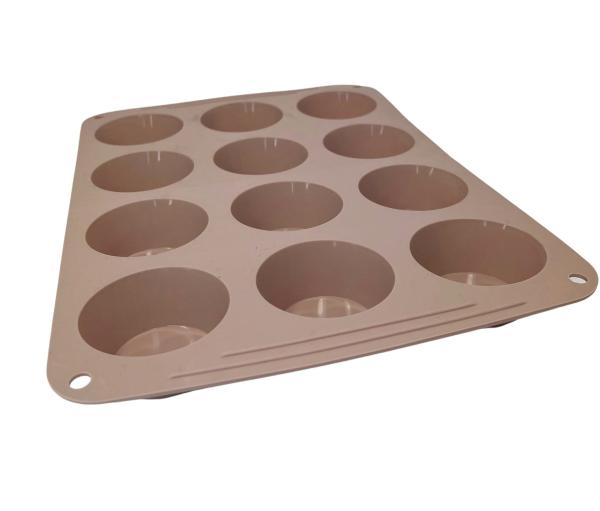 Silikon Muffinbackform 12 Tassen - hellbraun
